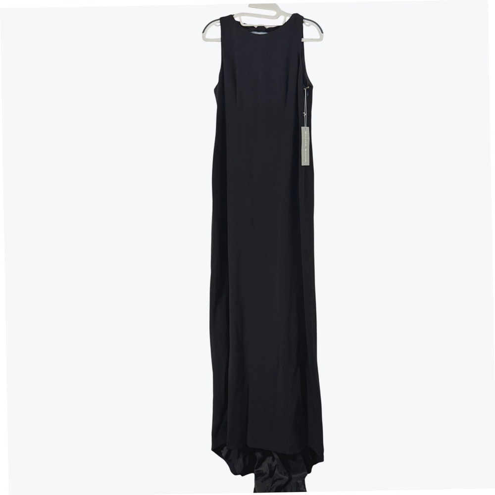 Worth Black Double Cady Knot Back Gala Dress Sleeveless Maxi Gown Size 6‎ New